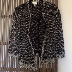 Joie open front tweed jacket with fringe trim